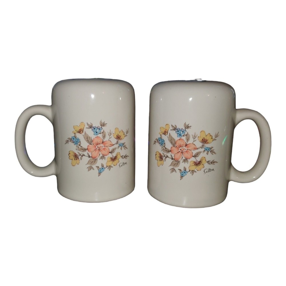 Vintage salt and pepper shakers. Saltera Simark Salt "Floral Mist" Circa 1985
